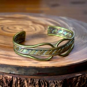 Vintage Copper Braid Cuff Bracelet Mixed Metsls Vintage Boho Chic Jewelry Hippie